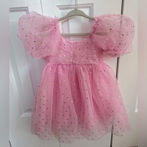 JESSICA SIMPSON~Pink Tulle Party Dress with Gold Polka Dots SIZE 2T